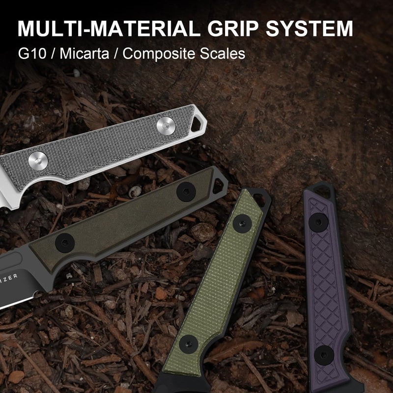 KIZER Phasmids Fixed Blade Knife with Sheath, 2.78" AEB-L Steel Blade, Full Tang Camping Knife with Chocolate Glacier Composite Handle, EDC Knives for Hiking 1079A2 - Image 3